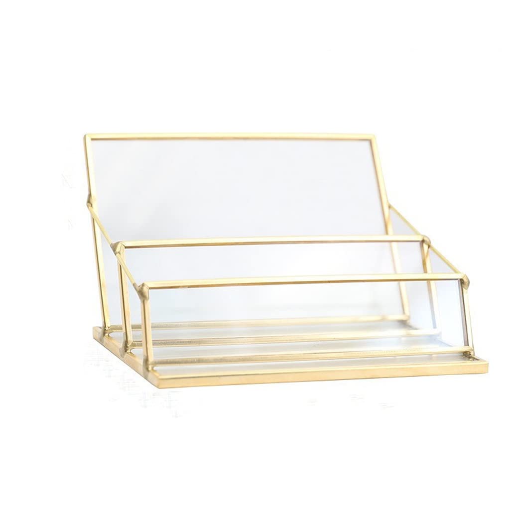MOBYGKFY Desktop Business Card Case Holder Metal Brass Personality