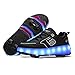 FUYY Rollschuhe Schuhe Mit Rädern LED Lichter Rad 2 in 1 Rollschuhe Gymnastik Schuhe Outdoor Sports Skating Für Jungen Mädchen Kinder,Black-32