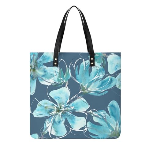 Sac à bandoulière Fleur Bleue de 39x39cm, le tote bag spacieux avec grand compartiment de voyage