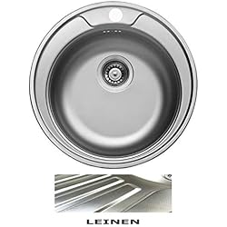 Fregadero Circular VBChome: fregadero empotrado 510 x 190 mm – estructura de lino Orion fregadero acero inoxidable fregadero de cocina desagüe, Plateado
