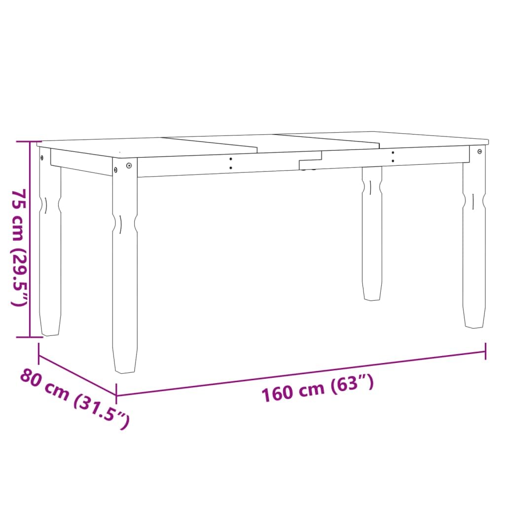 Tavolo da pranzo Corona, 160 x 80 x 75 cm, in legno massello di pino | Tavolo rustico in legno di pino con finitura a cera di miele, per sala da pranzo e cucina.