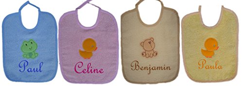 Baby Latz Lätzchen mit Namen bestickt Sabber Halstuch Geschenk Baby Taufe Geburt (gelb) Cover