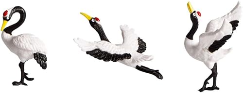 DOITOOL 3 piezas de grúa de corona roja con plumas en miniatura, estatua de pájaros falsos, adornos de jardín de hadas, macetas, bonsái,