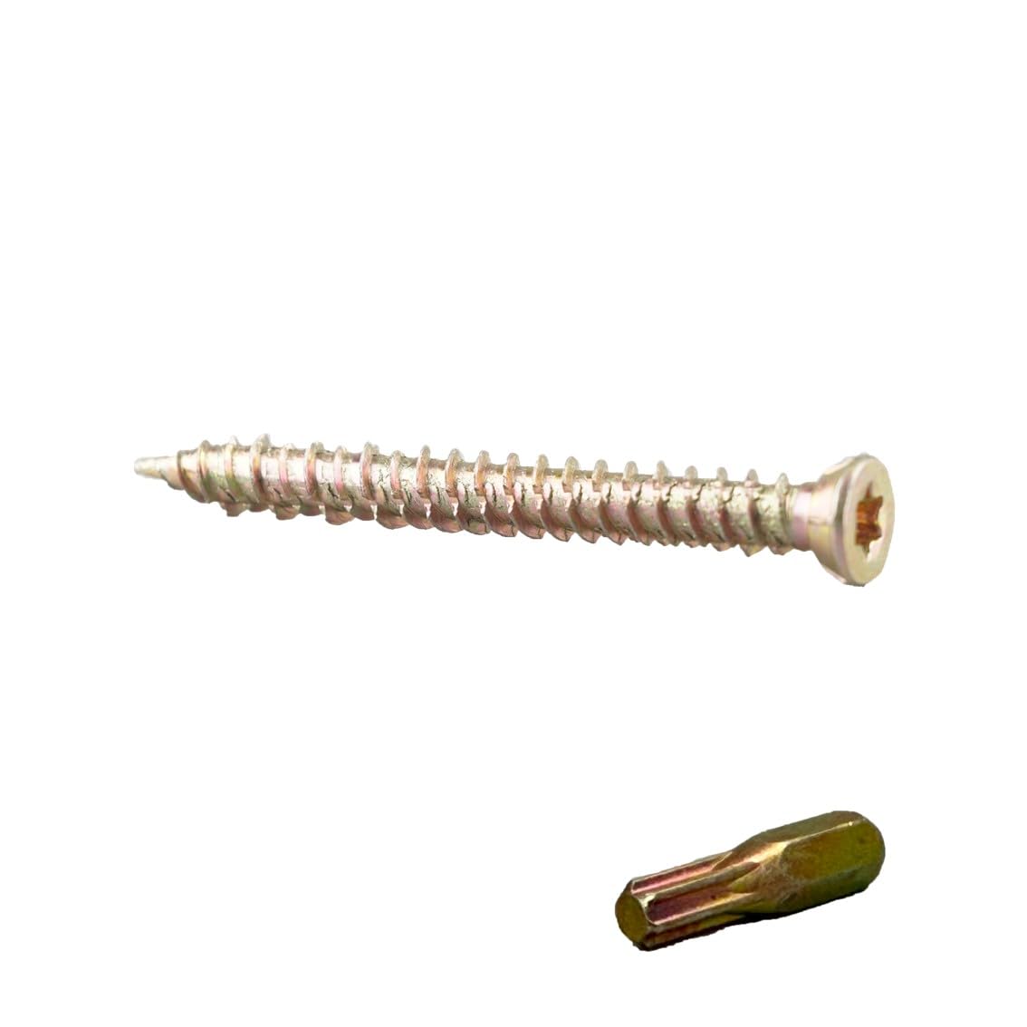 WK Electrical, Concrete Screws with Torx Bits, Zinc-Plated Countersunk Masonry Screws for Brick & Concrete