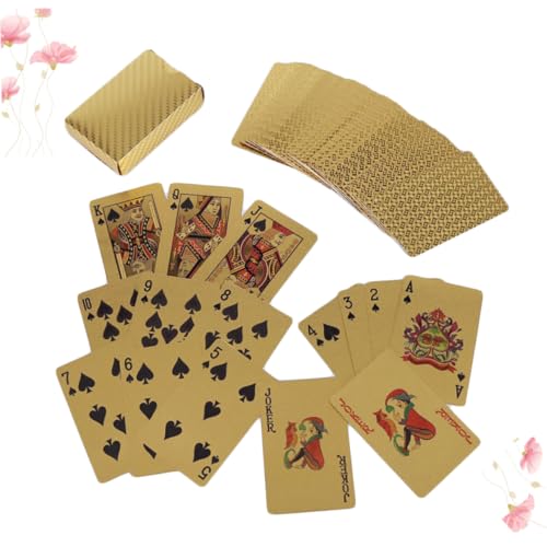 FRCOLOR wasserdichte Goldfolie Spielkarten Poker Karten mit Kreativen Mustern Langlebig Robust für Heim Bar Büro Unterhaltungsspiel Kartenspiel Geschenk