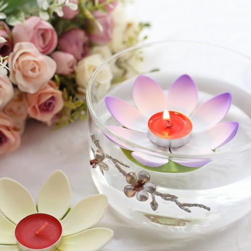 Balsa Circle 10 Assorted 5 in Colorful Lotus Flower Tealight Floating Candles Wedding Party Events Reception Decorations Supplies