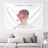 PEWWEBFDFH Troye Music Sivan Tapestry Wall Hanging Decorative Aesthetic Gifts Poster for Living Room Dorm 60x40 In, Black