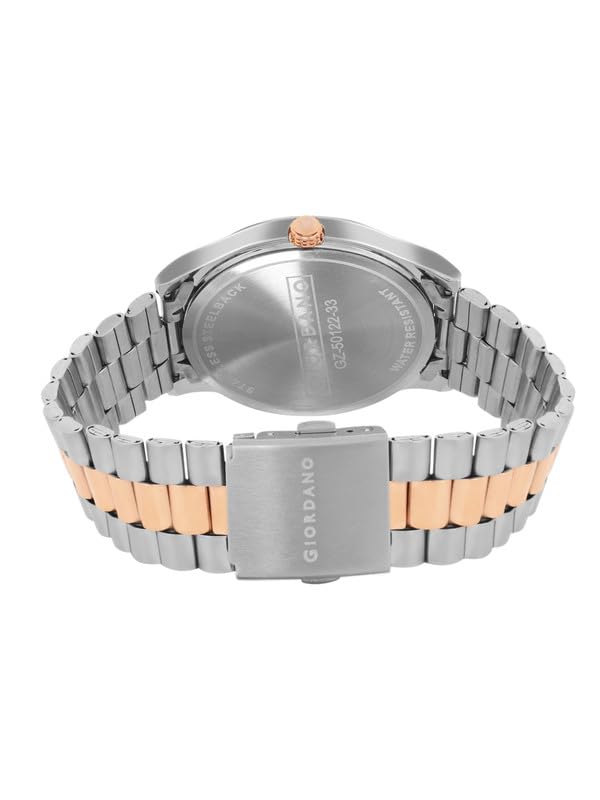 Image of Giordano Analog Watch for Men with Two-Tone Stainless Steel Strap & Textured Dial, Day-Date Display, Elegant Casual Style