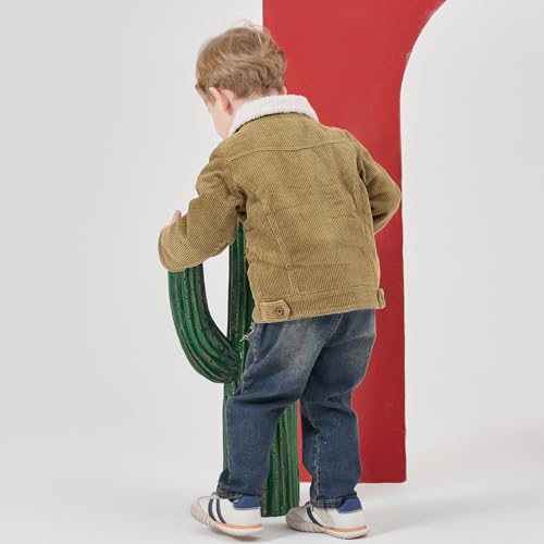 Volunboy Baby Boy Corduroy Jacket Toddler Fleece Winter Coat Kid Sherpa Lined Button Down Warm Outwear4