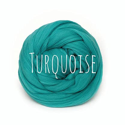 Colorful Passions Merino Wool Roving Oeko-TEX Certified Chunky Yarn Arm Knitting Felting Spinning Weaving Macrame 26-28 Microns EU Suppliers Turquoise 100g (0.22lb) — image 1