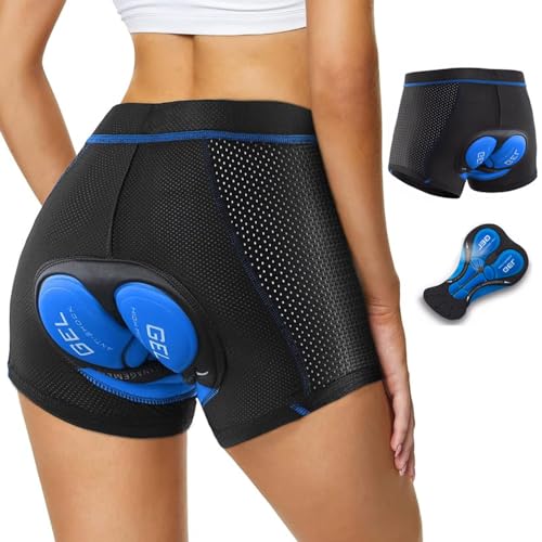 Intimo Ciclismo Donna Gel 5D Imbottito Mutande da Ciclismo Antiurto con Imbottitura Sedile Traspirante Pantaloni Corti Ciclismo Uomo Pantaloni Ciclismo Pantaloni MTB,Blue-M