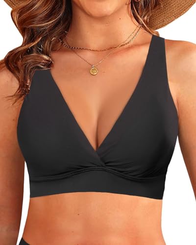 Aqua Eve Women Bikini Top Only Push Up Swimsuit Top Padded Bathing Suit Top for Large Bust