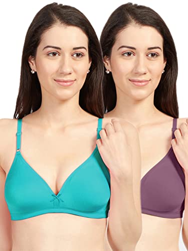 Image of SONARI Omania Womens Non-Padded Cotton Polyester Bras - Solid, Non-Wired, Medium Coverage, Hand Washable (Pack of 2)
