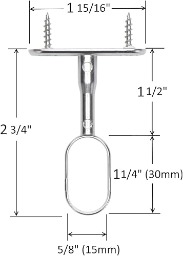 Miniatura 5 de Soportes ovalados para barra de armario con pasadores de 0.197 in orientados hacia atrás  0.591 in x 1.181 in  Paquete de 2  Níquel satinado
