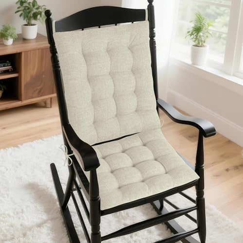 AddGrace Rocking Chair Cushions Indoor with Ties 21x17/17x17 Beige