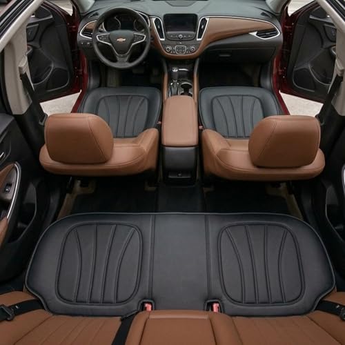 Image of Padded Car Seat Covers Full Set with Storage Organizer, Anti Slip Car Seat Cushions Protector Mat Set, Breathable Leather Pillow Cover for Cars, Accessories for Driver, Passenger & Rear Seats (Black)