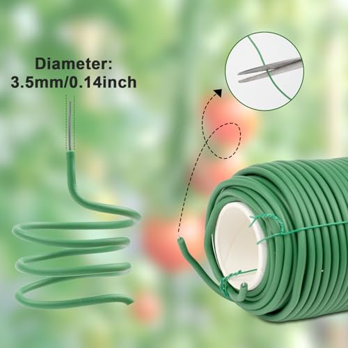 Gartendraht,weiche Pflanzendrehbinder-Drähte,Grün Pflanzendraht Weich Gartendraht Dicke Bindedraht Gummiert für die Gartenarbeit Kletterpflanzen, Weinreben, Sträucher und Blumen(Grün,3.5mm*25m)