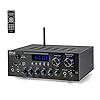 Pyle Bluetooth Home Audio Amplifier Receiver Stereo 300W Dual Channel Sound Audio System w/MP3, USB, SD, AUX, RCA, MIC, Headphone, FM, LED, Reverb Delay, for Home Theater Speakers, Studio – PDA69BU