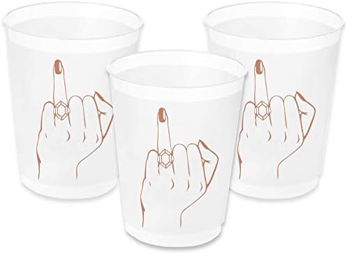 Bachelorette Party Cups - Rose Gold Ring Finger Cups, 16 Count, 16 Oz. - Bridal Shower, Engagement Party Decoration and Bride To Be Gift