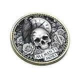 Unique Memento Mori Challenge Coin, 3D Hourglass Skull Medallion EDC Reminder Token Stoicism Gift for Daily Motivation Life Inspiration