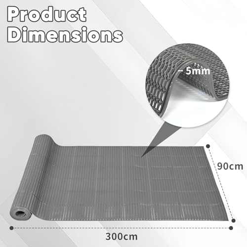 GOOFCXO Outdoor Indoor Anti-Slip Mat, Drainage Non Slip Mats Commercial Floor Mat Mesh Hollow Door Mat Roll for Swimming Pool Garage Restaurant Sauna SPA, 118.1 x 35.4 inches(300 x 90cm) by GOOFCXO - Image 2