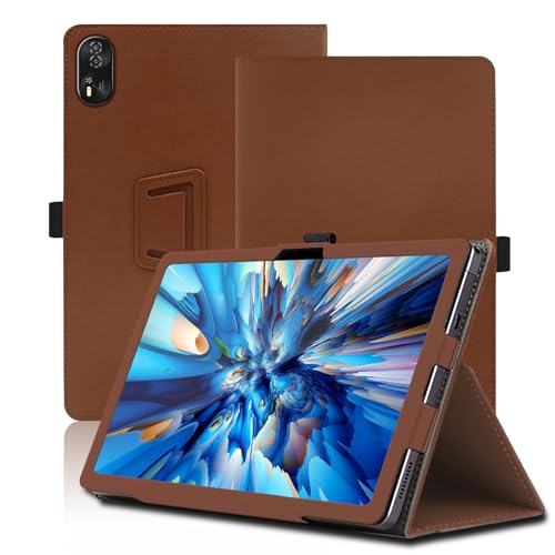 Étui pour Blackview Mega 8 13 Pouces, Blackview Mega 8 Coque Tablette, Housse de Protection avec Support Pliable, Porte-Crayon et Dragonne, Protection Totale. (Marron)