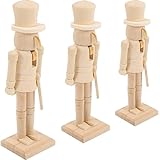 SEWACC Heimwerken Unvollendeter Nussknacker Aus Holz 3 Stück 18 cm Weihnachts-Soldat Blanko Puppe Für DIY-Bastelarbeiten Weihnachtsdekoration (Zufälliger Stil)