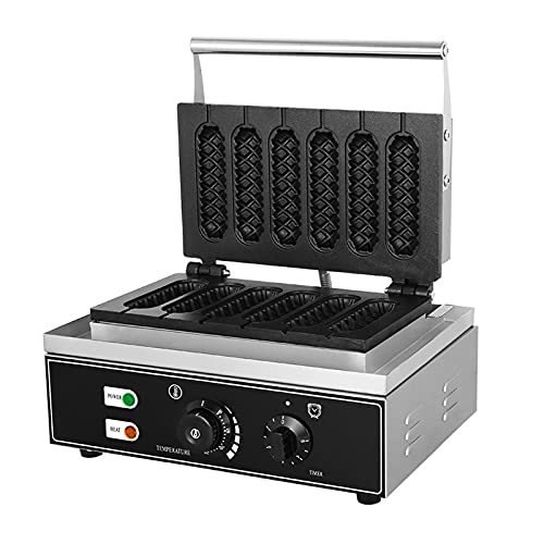 6 Scheiben Hot Dog Waffeleisen Kommerziell Hotdog Toaster, Non-Stick Elektrische Hot Dog Waffeleisen Maschine…