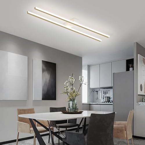 Luminaire plafonnier moderne en aluminium linéaire doré avec trois températures de couleur