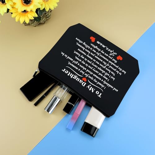Daughter-Gift-from-Mom-to-My-Daughter-Makeup-Bag-Cosmetic-Bag-Christmas-Birthday-Graduation-Gift-for-Daughter-Wedding-Gift-Adult-Daughter-Gift-Daughter-Bridal-Shower-Gift-Black-Make-Up-Pouch