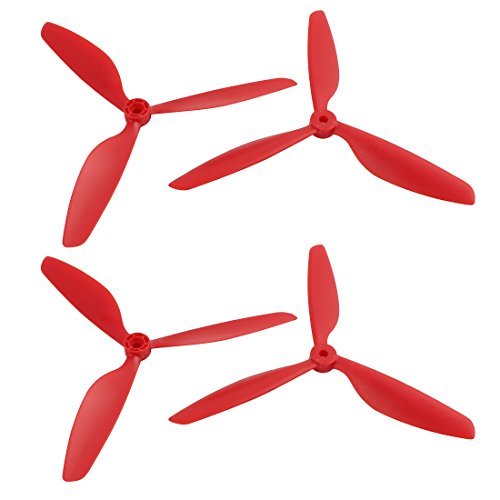 DealMux 2Pairs Red 9045 3 Vanes CW CCW hélice de seis milímetros Shaft Dia RC Aircraft Modelo
