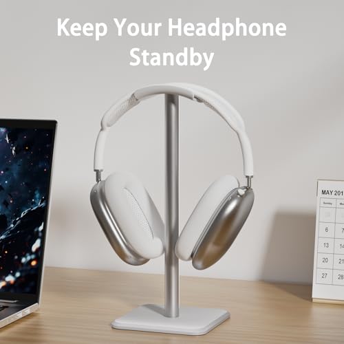 Image of Headphone Stand - Headset Stand with Aluminum Hanger, Headphone Holder for AirPods Max, Sony, Bose, Beats and More (White)