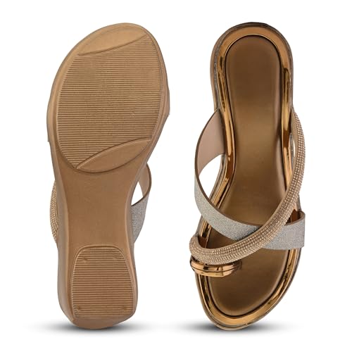 Image of Centrino Women's Wedge Heel Sandals | Stylish Slip-On Sandals for Ladies | Soft Cushioned Footbed for Comfort | Elegant & Trendy Design | Lightweight and Durable Fashion Footwear (9410)