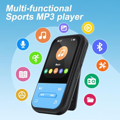 Image of 128GB MP3 Player, Bluetooth 5.3 Music Player with Clip, HiFi Sound Digital Music, Built-in HD Speaker, FM Radio, Voice Recorder, Earphones Included, MP3 Player for Kids