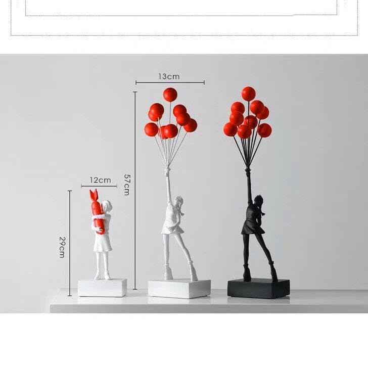 Buy EUROXO Luxury Balloon Girl Statues Banksy Flying Balloons Girl