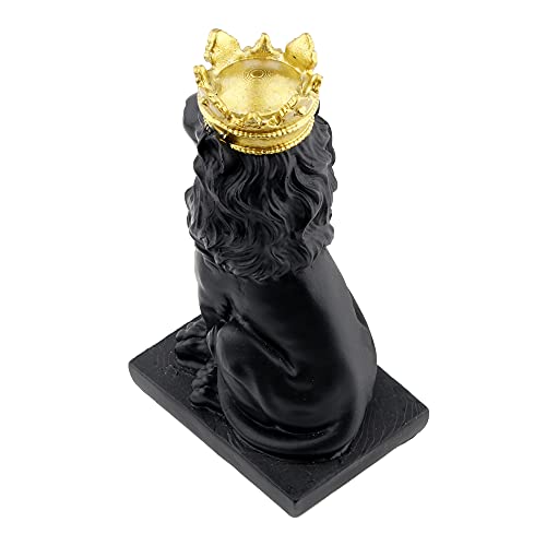 Black Lion King With 24K Golden Crown Figurine Statue, Home And Study Decoration, Collectible Figurines, Best Gift For Man #TOP4