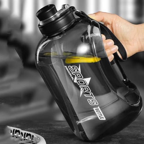 Gallon Water Bottle, 0.7 Gallons Hard Transparent Plastic Dual Scale Flip Cover Seal Leak Proof Big Water Jug with Straw and Hanging Rop,Wide Range of Applications Big Water Bottle for Outdoor Use - image 5