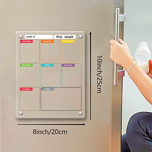 Magnetic Menu Planner Board For Kitchen - Acrylic Calendar For Fridge Weekly Meal Planner Dry Erase Board 8X10 Inch #TOP5