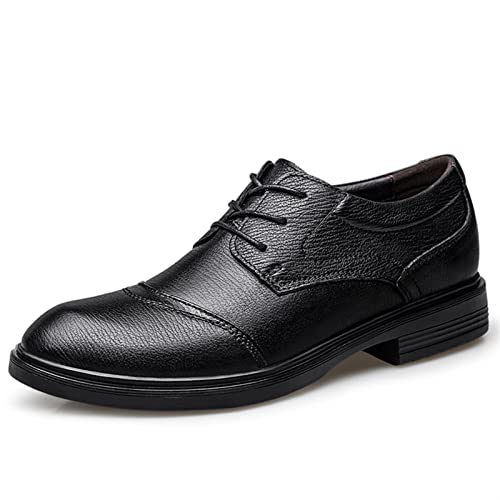 Dress Oxford Formal Shoes for Men Lace Up Cap Toe Round Toe Derby Shoes Low Top Non Slip Rubber Sole Slip Resistant Block Heel Classic(Black,10 M US)2