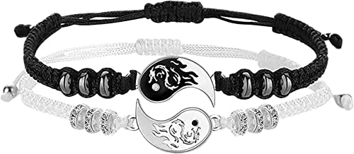 PULABO Bracelets Meilleur Ami 2 Bracelets de Corde Yin et Yang Assortis pour Relation d'Amitié...