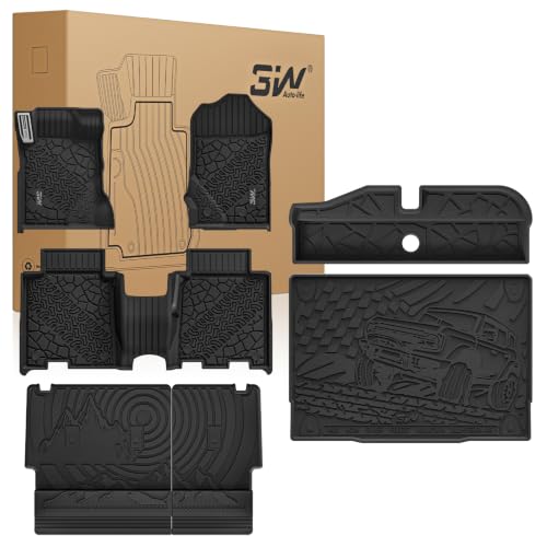 Image of 3W Floor Mats with Metal Pedal for 2021-2025 2026 Ford Bronco 4-Door | Full Protection include underfloor storage mat,All Weather TPE Custom Fit Bronco Floor Liners (Not Fit Sport & Vinyl Floor)