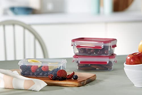 Emsa 515582 - Recipiente plástico, 3 x 0,55 L, Color Transparente y Rosa