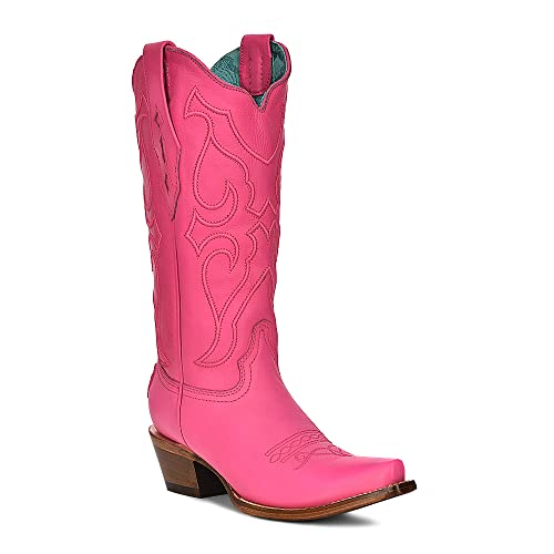 Image of Corral Boots Womens Embroidered Snip Toe Western Cowboy Boots Mid Calf Mid Heel 2-3 inch