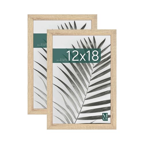 MCS Studio Gallery 12x18 Picture Frame Natural Woodgrain, Rectangle Photo Frame for Photos, Posters & Art Prints (2-Pack)