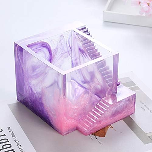 Big DIY Resin Plant Mold, Amatted Stairs Shape Square Silicone Molds DIY Flower Pot Molds Planter Pot Mold Pen Holder Moulds (Square)