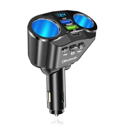120W Cigarette Lighter USB Charger 12V/24V Double Cigarette Adapter for Car Multi-Socket Charger with Bluetooth 5.3 QC3.0 Car Charger Adapter Multi Socket Splitter with LED Voltmetefor Phones GPS