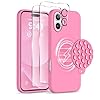 COFFKER Magnetic for iPhone 16 Case, Compatible with Magsafe, Suction Cup Phone Mount, [2 Screen Protectors][Camera Lens Protector] Silicone Shockproof Protective Slim Phone Cover 6.1″, Tender Pink
