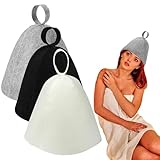 3 Stücke Saunahut Filz,Filz-Badehut,Saunakappe für Damen und Herren,Sauna Mütze Filzhut,Filzkappe Saunakappe gegen Hitze,Sauna Zubehör Kopfbedeckung wiederverwendbarer Banya-Hut für längere