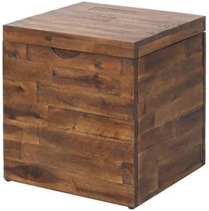 Emilia 17.75" Acacia Wood and Metal Storage Cube Trunk in Brown