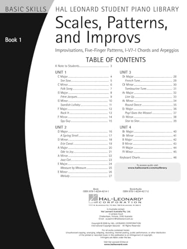 Scales, Patterns and Improvs - Book 1 (Book/Online Audio) (Hal Leonard Student Piano Library (Songbooks))